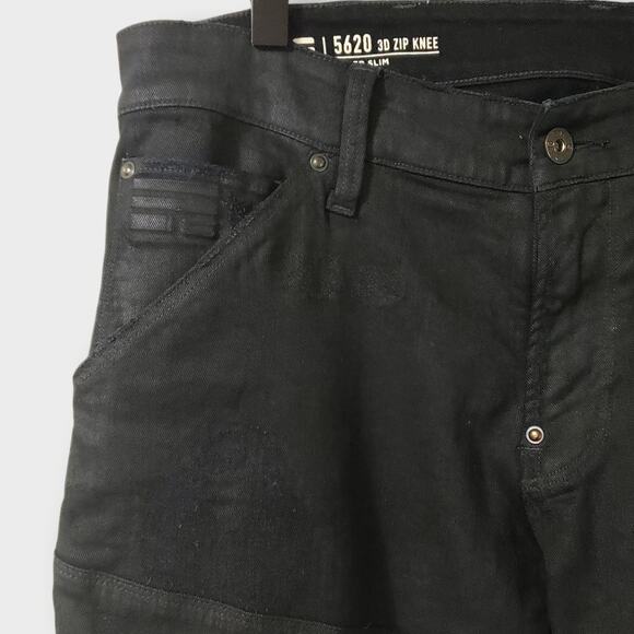 G-Star Raw 5620 3D Zip Knee Super Slim Jeans Black Sz 32x32 Grunge Goth Moto - Picture 2 of 15